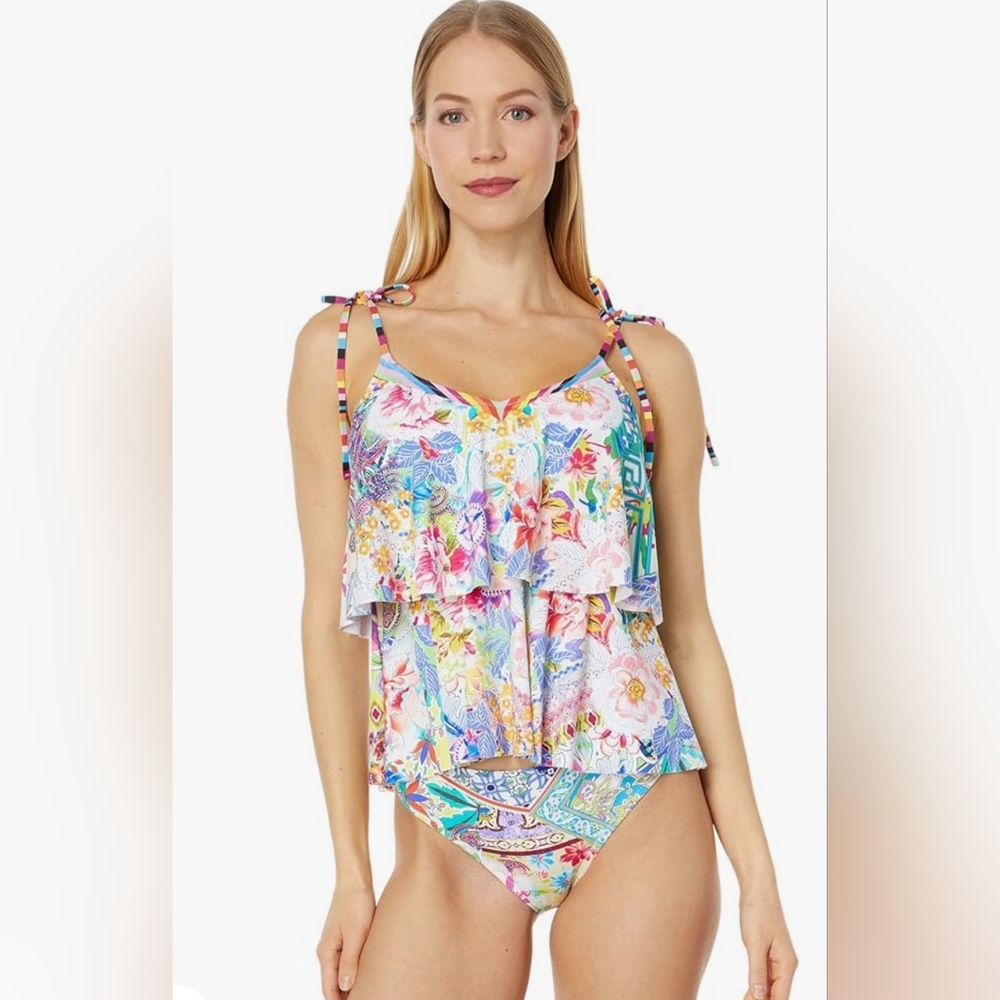 Johnny Was Locita Hipster Bikini Tankini Top Size Small